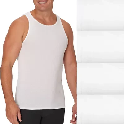 Hanes Mens U Neck Sleeveless 4 Pack Tall Tank