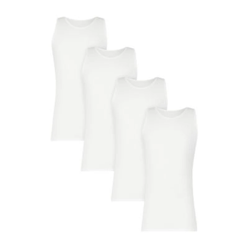 Hanes Mens U Neck Sleeveless 4 Pack Tall Tank
