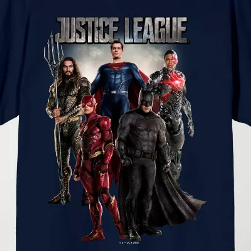 Novelty Mens Crew Neck Short Sleeve Relaxed Fit Justice League Graphic T-Shirt