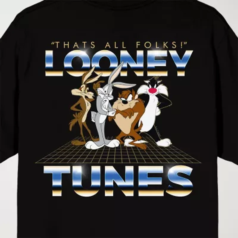 Novelty Mens Crew Neck Short Sleeve Relaxed Fit Looney Tunes Graphic T-Shirt