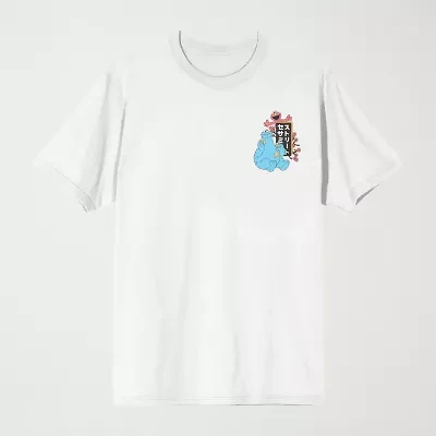 Novelty Mens Crew Neck Short Sleeve Relaxed Fit Sesame Street Graphic T-Shirt