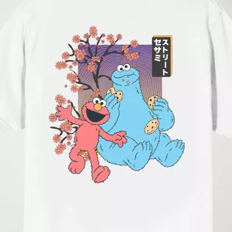 Novelty Mens Crew Neck Short Sleeve Relaxed Fit Sesame Street Graphic T-Shirt