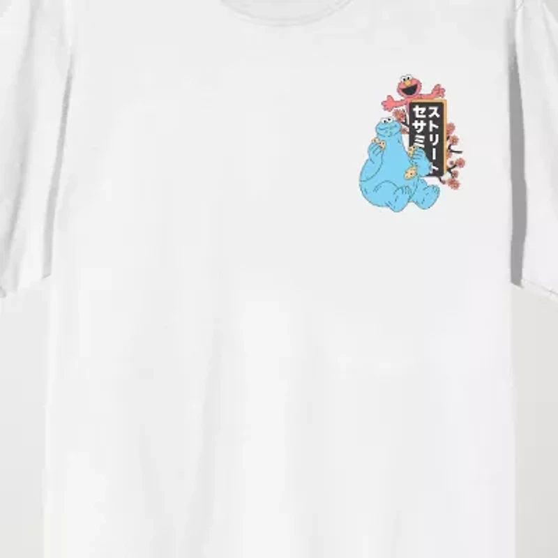 Novelty Mens Crew Neck Short Sleeve Relaxed Fit Sesame Street Graphic T-Shirt