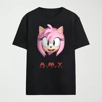 Novelty Mens Crew Neck Short Sleeve Relaxed Fit Sonic the Hedgehog Graphic T-Shirt