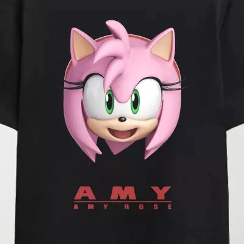 Novelty Mens Crew Neck Short Sleeve Relaxed Fit Sonic the Hedgehog Graphic T-Shirt