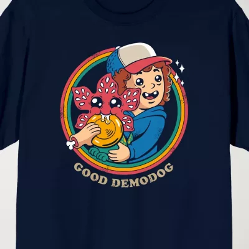 Novelty Mens Crew Neck Short Sleeve Relaxed Fit Stranger Things Graphic T-Shirt