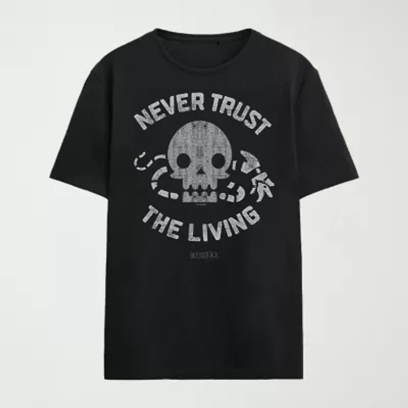 Novelty Mens Crew Neck Short Sleeve Relaxed Fit Beetlejuice Graphic T-Shirt