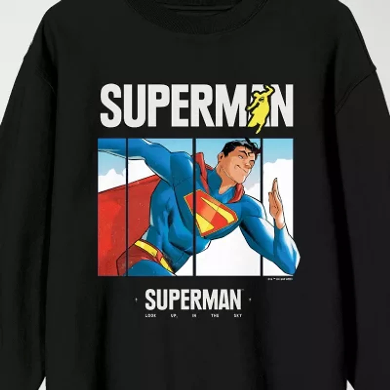 Novelty Mens Crew Neck Long Sleeve Superman Sweatshirt