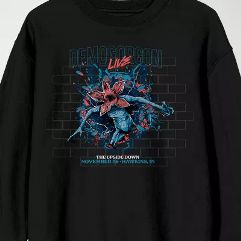 Novelty Mens Crew Neck Long Sleeve Stranger Things Sweatshirt