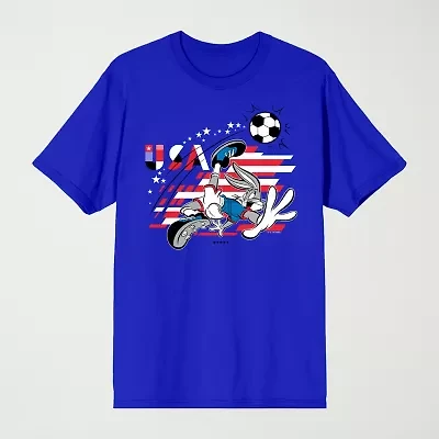 Novelty Mens Crew Neck Short Sleeve Relaxed Fit Looney Tunes Graphic T-Shirt