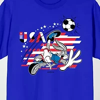 Novelty Mens Crew Neck Short Sleeve Relaxed Fit Looney Tunes Graphic T-Shirt