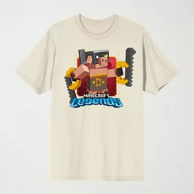 Novelty Mens Crew Neck Short Sleeve Relaxed Fit Minecraft Graphic T-Shirt