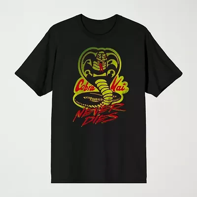 Novelty Mens Crew Neck Short Sleeve Relaxed Fit Cobra Kai Graphic T-Shirt