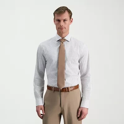 Haggar Mens Slim Fit Wrinkle Free Long Sleeve Dress Shirt