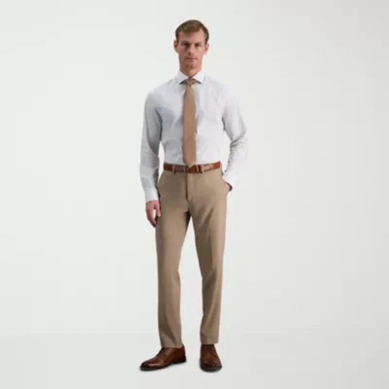 Haggar Mens Slim Fit Wrinkle Free Long Sleeve Dress Shirt