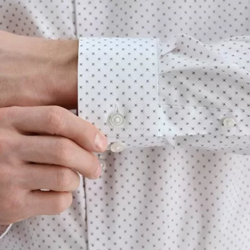 Haggar Mens Slim Fit Wrinkle Free Long Sleeve Dress Shirt