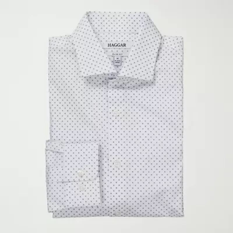 Haggar Mens Slim Fit Wrinkle Free Long Sleeve Dress Shirt