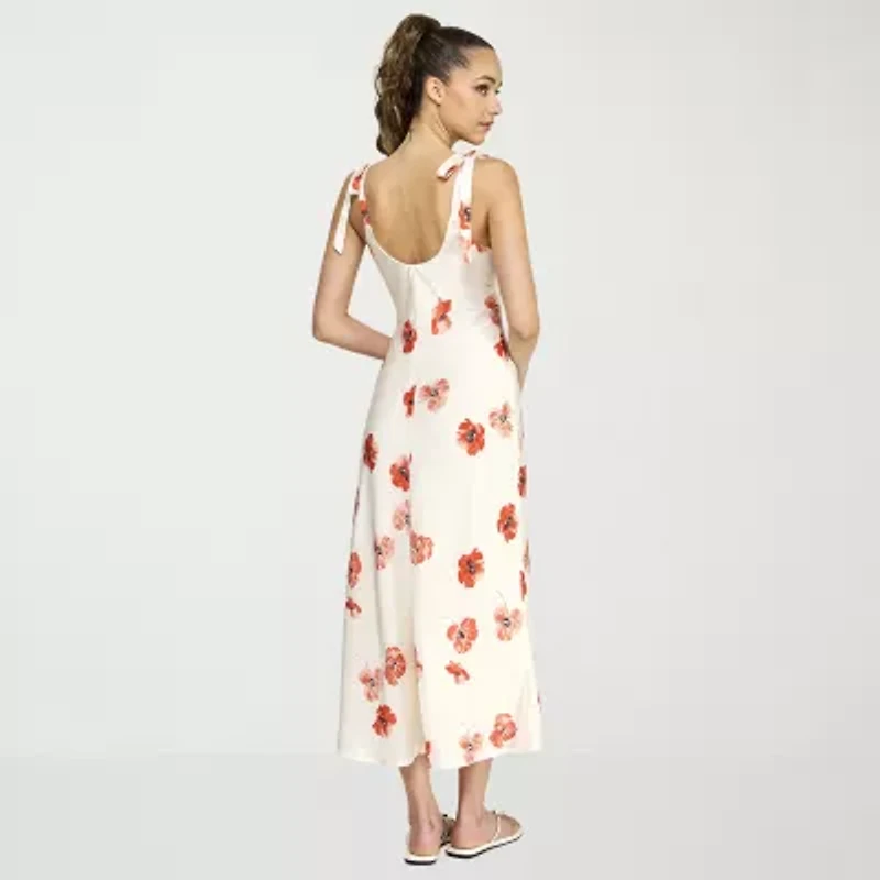 belle vie Womens Sleeveless Floral Midi Slip Dress