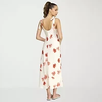belle vie Womens Sleeveless Floral Midi Slip Dress