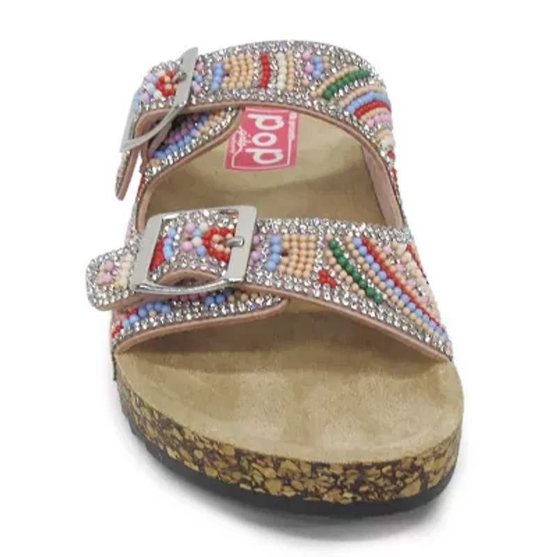 Pop Reema Little & Big Kid Girls Adjustable Strap Footbed Sandals