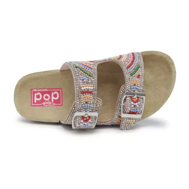 Pop Reema Little & Big Kid Girls Adjustable Strap Footbed Sandals