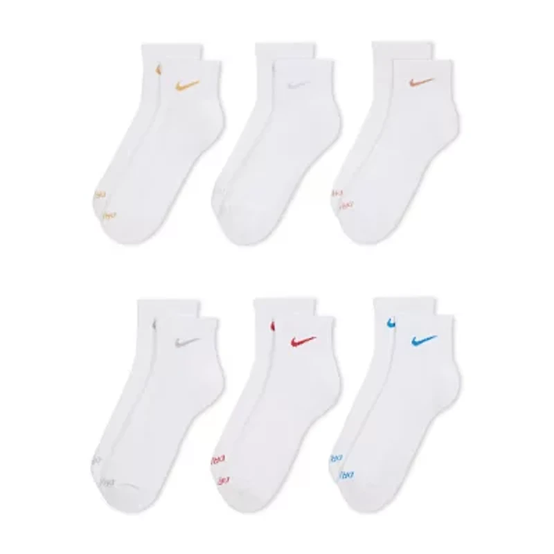 Nike Everyday Plus Cushioned Unisex Adult Breathable Multi-Pack 6 Pair Quarter Ankle Socks