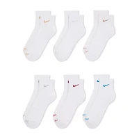 Nike Everyday Plus Cushioned Unisex Adult Breathable Multi-Pack 6 Pair Quarter Ankle Socks