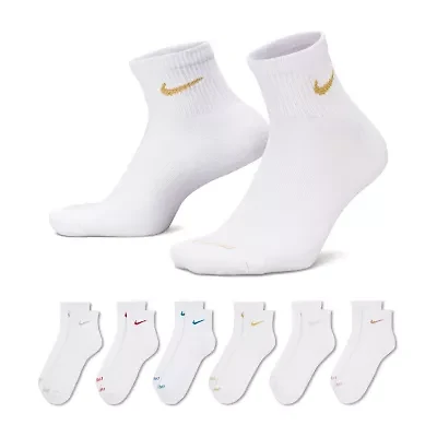 Nike Everyday Plus Cushioned Unisex Adult Breathable Multi-Pack 6 Pair Quarter Ankle Socks