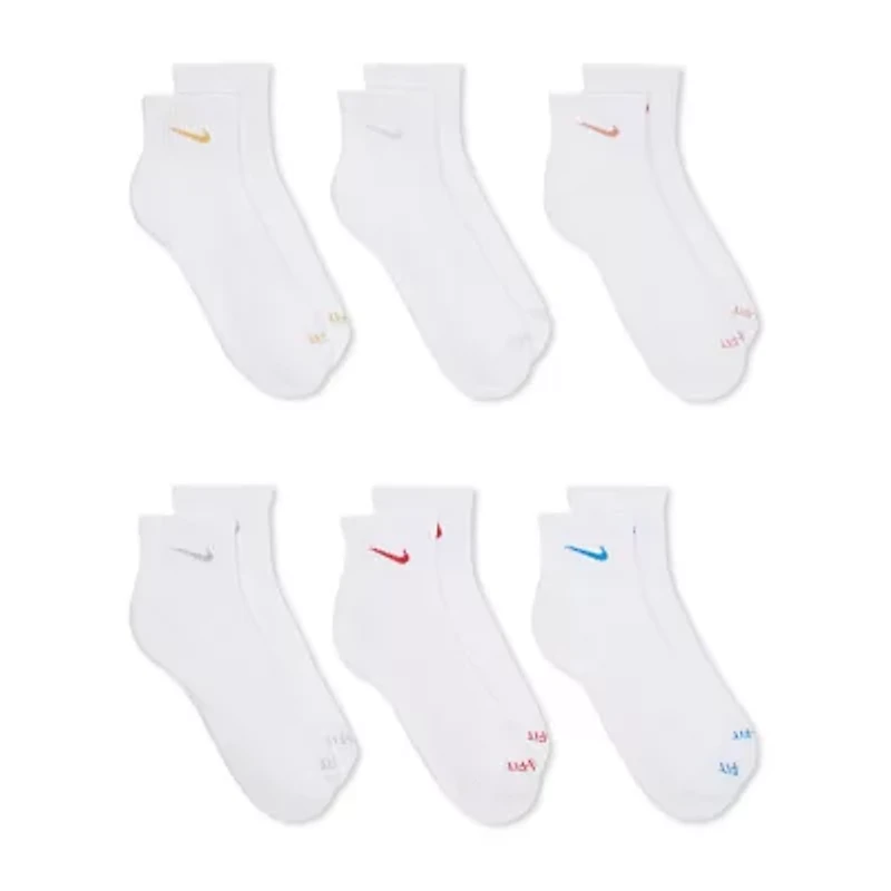 Nike Everyday Plus Cushioned Unisex Adult Breathable Multi-Pack 6 Pair Quarter Ankle Socks