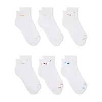 Nike Everyday Plus Cushioned Unisex Adult Breathable Multi-Pack 6 Pair Quarter Ankle Socks