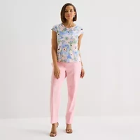 Black Label by Evan-Picone Womens Petite Cowl Neck Short Sleeve Blouse