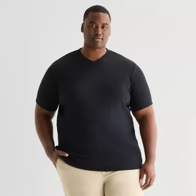 Shaquille O'Neal XLG™ Ribbed Dropneedle Mens V Neck Short Sleeve Big and Tall T-Shirt