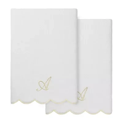 Linum Home Textiles Adornia Beige Scallop Personalized 2-pc. Quick Dry Bath Towel Set