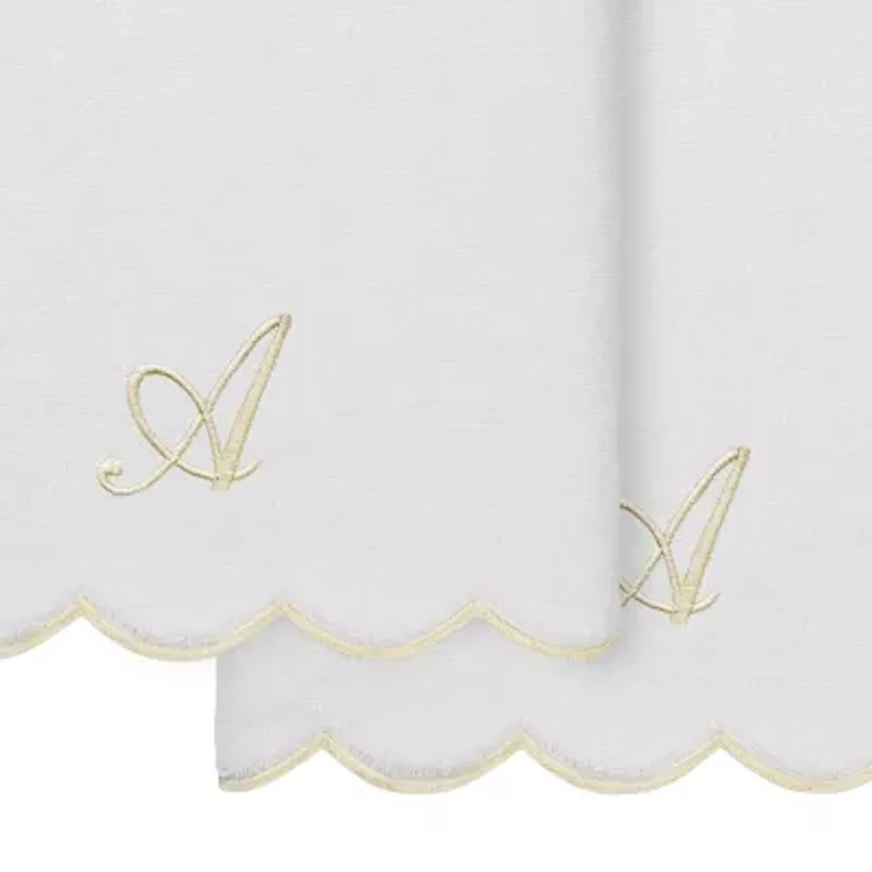 Linum Home Textiles Adornia Beige Scallop Personalized 2-pc. Quick Dry Bath Towel Set