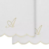 Linum Home Textiles Adornia Beige Scallop Personalized 2-pc. Quick Dry Bath Towel Set