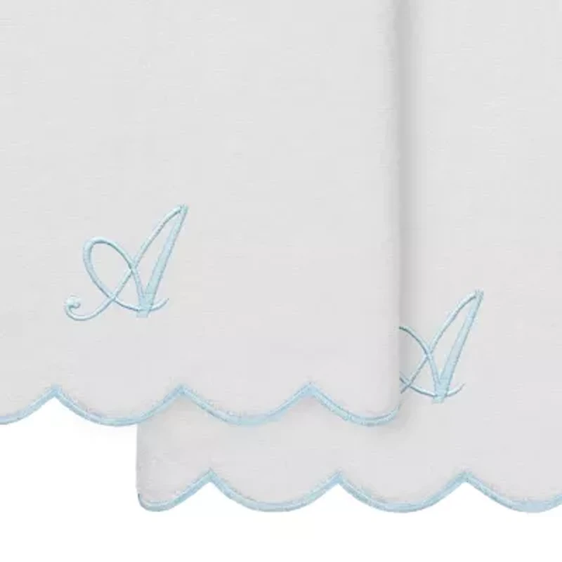 Linum Home Textiles Adornia Scallop Personalized -pc. Quick Dry Bath Towel Set