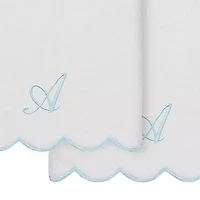 Linum Home Textiles Adornia Scallop Personalized -pc. Quick Dry Bath Towel Set