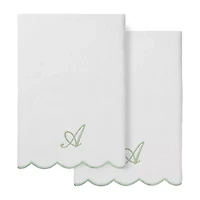 Linum Home Textiles Adornia Scallop Personalized 2-pc. Quick Dry Bath Towel Set