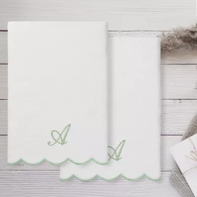 Linum Home Textiles Adornia Scallop Personalized 2-pc. Quick Dry Bath Towel Set