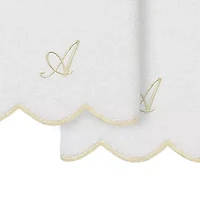 Linum Home Textiles Adornia Beige Scallop Personalized 2-pc. Hand Towel