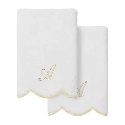Linum Home Textiles Adornia Beige Scallop Personalized 2-pc. Fingertip Towel