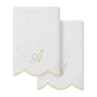 Linum Home Textiles Adornia Beige Scallop Personalized 2-pc. Fingertip Towel