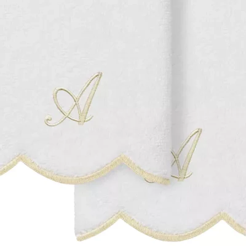 Linum Home Textiles Adornia Beige Scallop Personalized 2-pc. Fingertip Towel