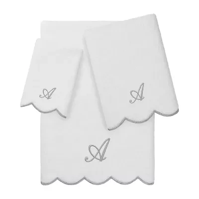 Linum Home Textiles Adornia Scallop Personalized -pc. Quick Dry Bath Towel Set