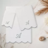 Linum Home Textiles Adornia Scallop Personalized -pc. Quick Dry Bath Towel Set