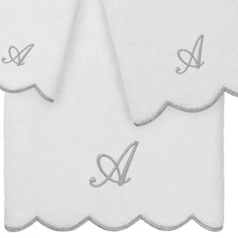 Linum Home Textiles Adornia Scallop Personalized -pc. Quick Dry Bath Towel Set