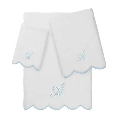Linum Home Textiles Adornia Scallop Personalized -pc. Quick Dry Bath Towel Set