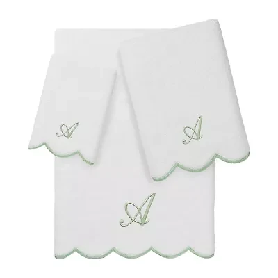 Linum Home Textiles Adornia Scallop Personalized 3-pc. Quick Dry Bath Towel Set