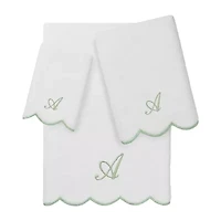 Linum Home Textiles Adornia Scallop Personalized 3-pc. Quick Dry Bath Towel Set