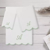 Linum Home Textiles Adornia Scallop Personalized 3-pc. Quick Dry Bath Towel Set
